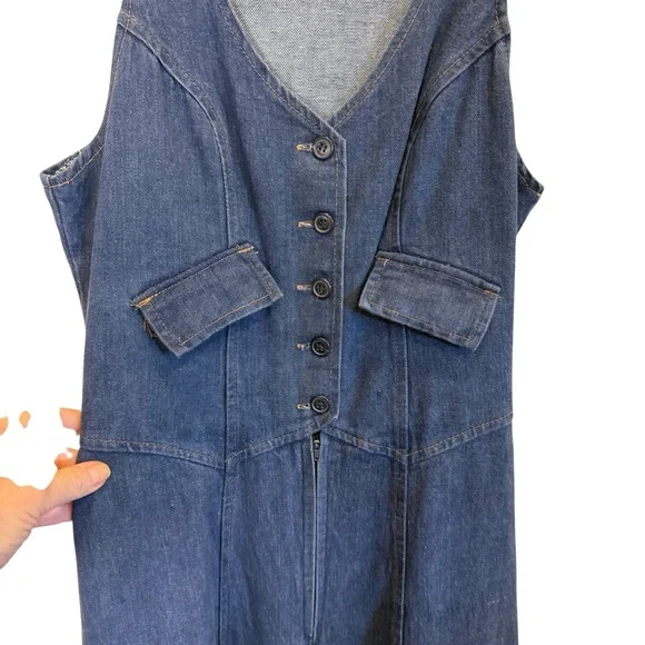 Mizz Lizz Vintage Women’s Chic Denim Culotte Jumpsuit w by sz 7/8 - Picture 2 of 13